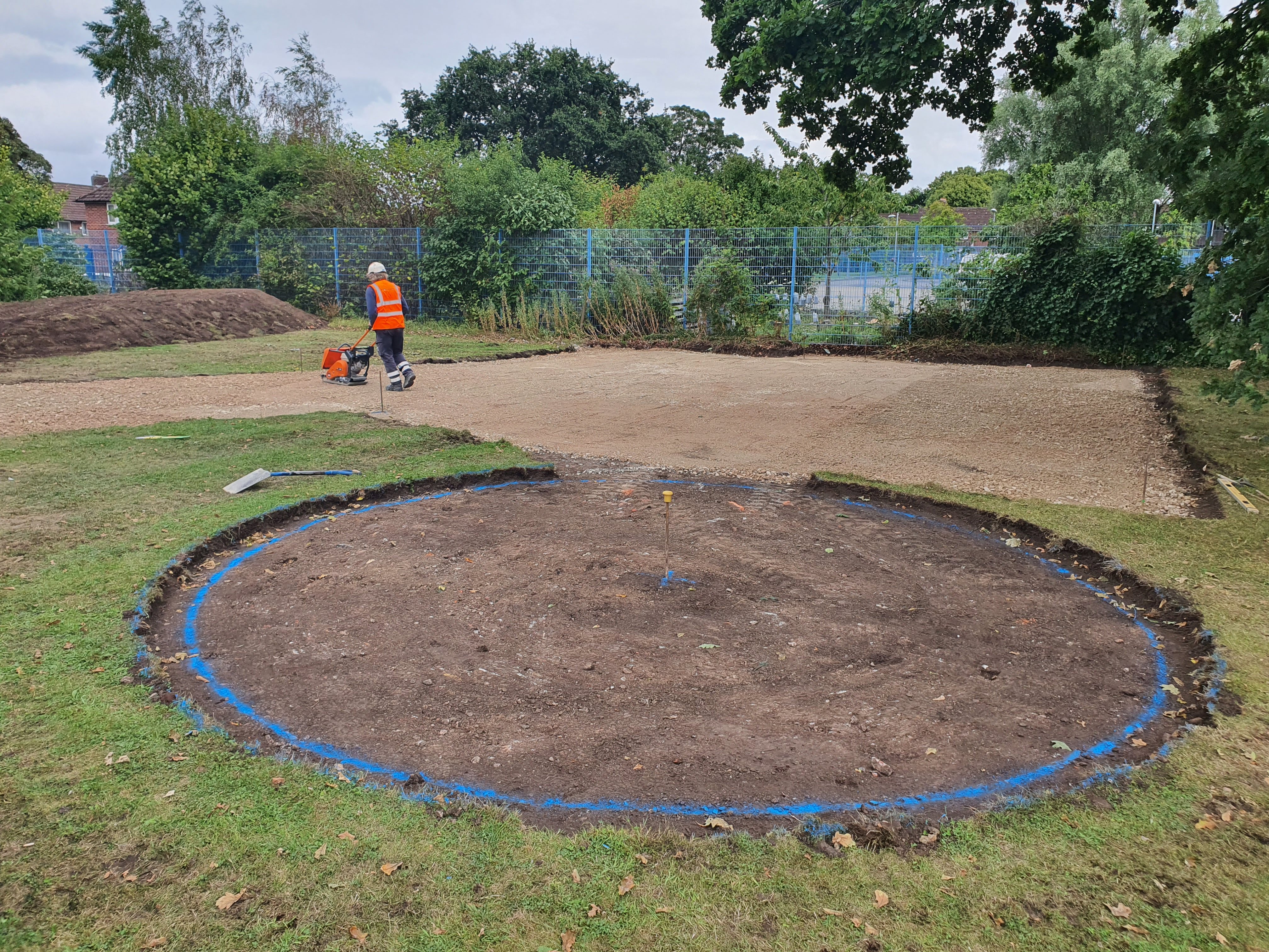 Firepit circle marked out and ground compacted
