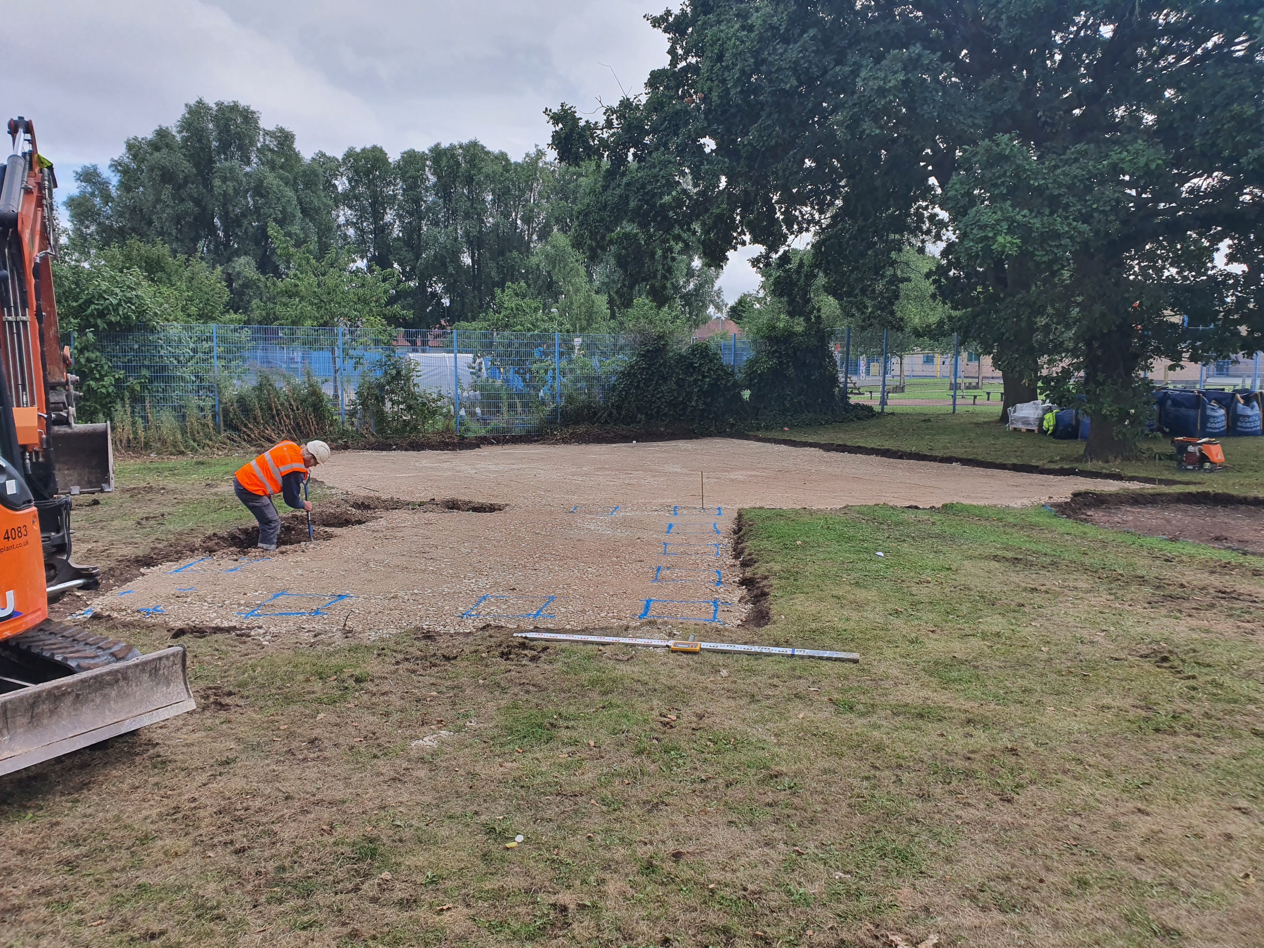 Groundworks under way - preparing the outdoor classroom base