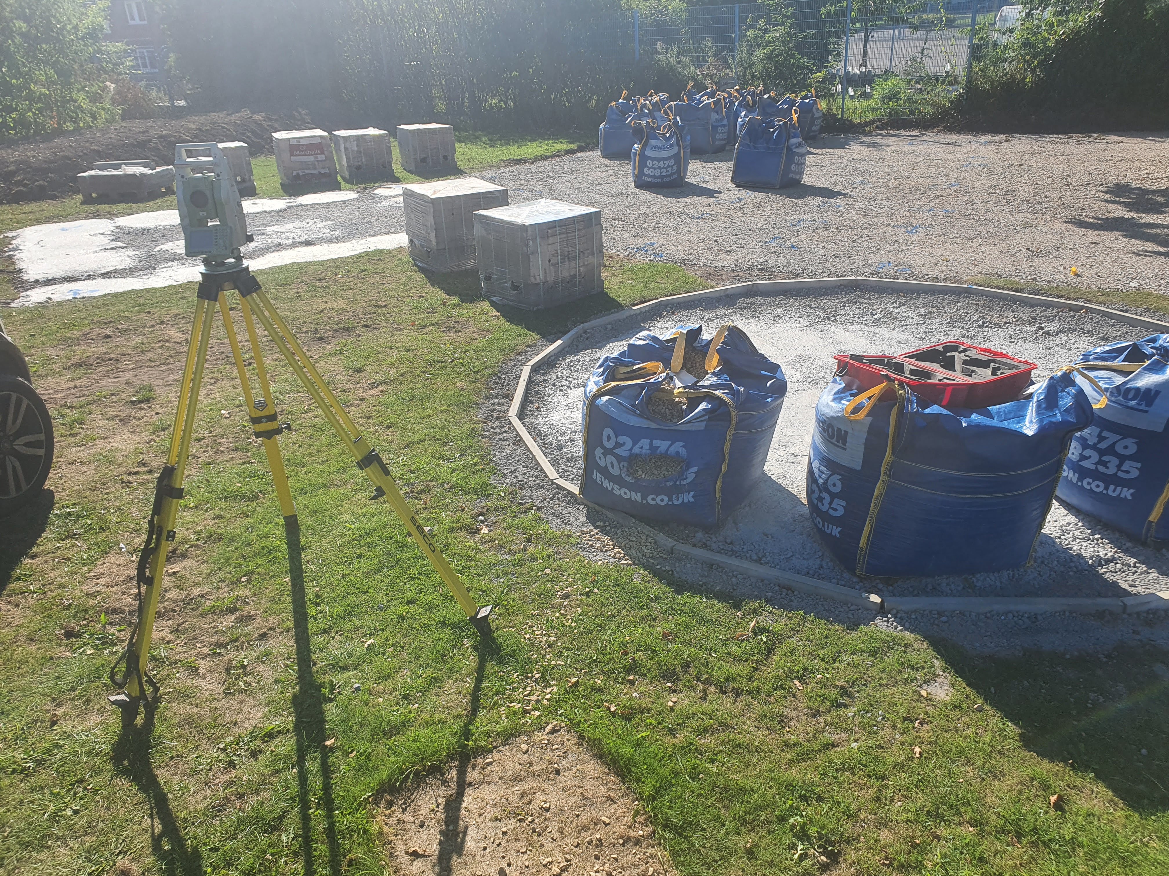Foundation circle complete with materials staged on site
